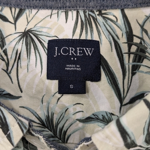 J.Crew Men Button Down Shirt Tropical Tan Green Short Sleeve Lightweight Size S - Picture 6 of 8